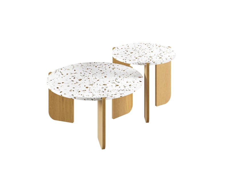 Table basse gigogne moderne 2 pièces, ensemble de tables d'appoint pour salon, canapé et balcon  - Conforama E