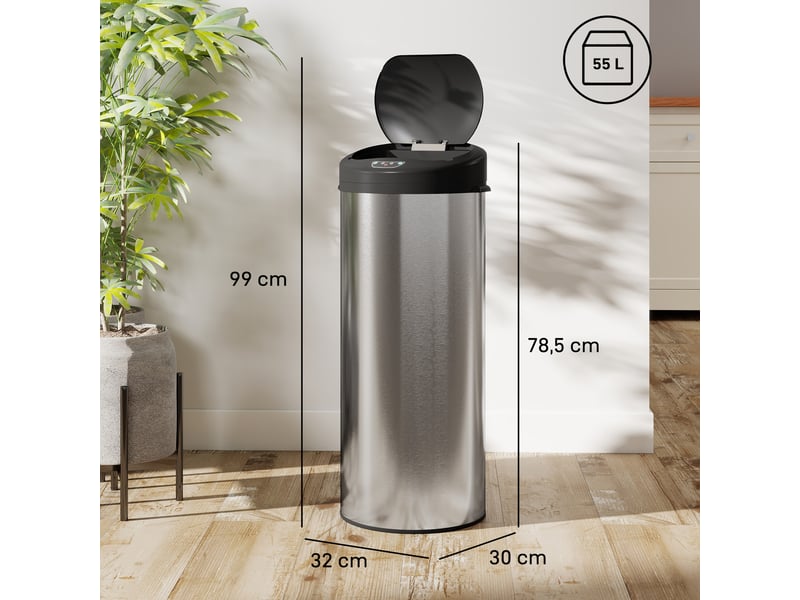  Poubelle automatique avec capteur 55l en acier 32 x 30 x 78,5 cm  - Conforama C