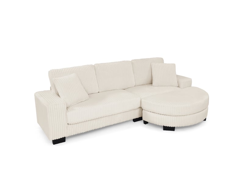  Canapé d'angle 4 places beige 256.5 × 133.5 × 89 cm en velours côtelé, corduroy classique, style moderne  - Conforama A