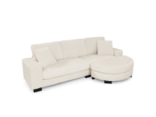 Canapé d'angle 4 places beige 256.5 × 133.5 × 89 cm en velours côtelé, corduroy classique, style moderne