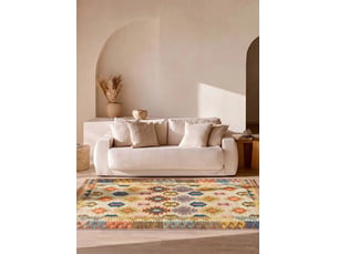 Tapis lavable antidérapant ethnique multicolore, 120 x 170 cm