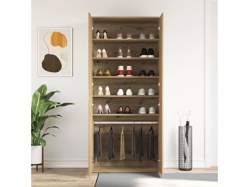  Meuble à chaussure, cabinet à chaussures 80x39x178 cm bois d'ingénierie shl9739  - Conforama D