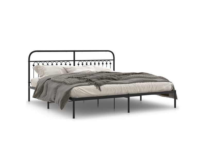 Lit double- lit adulte - cadre de lit métal sans matelas avec tête de lit noir 200x200cm - Conforama A