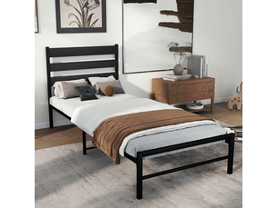 Lit simple 90x200 cm <strong>MAISENTIEL</strong>  <strong></strong> coloris noir