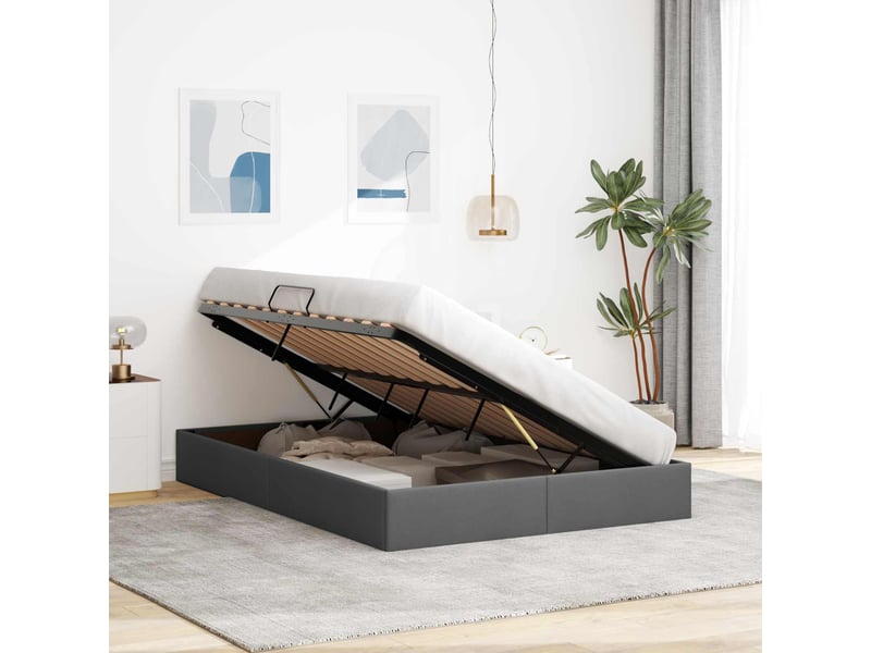 Lit double- lit adulte - cadre de lit ottoman gris foncé 140 x 190 cm tissu - Conforama C