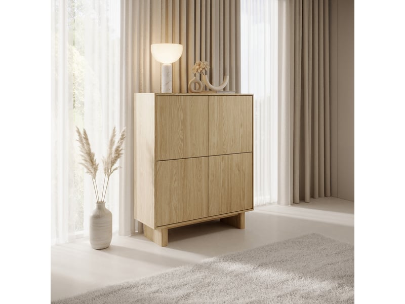  Buffet hasareti, enfilade 4 étagères, 104x38x124h cm chêne marron Hasareti - Conforama B