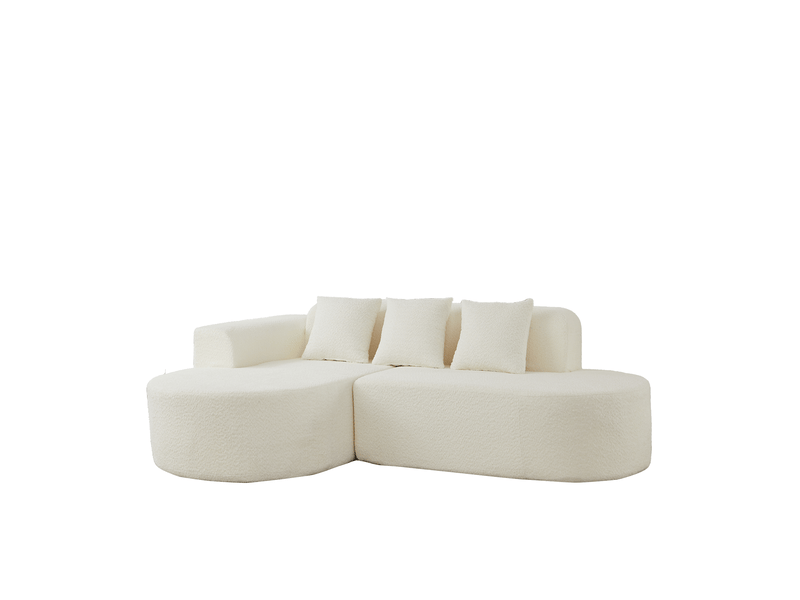  Canapé d'angle 3 places en tissu chenille beige  - Conforama D