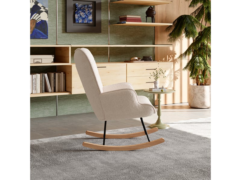  Fauteuil à bascule, fauteuil, fauteuil à bascule avec accoudoirs, fauteuil inclinable, fauteuil à bascule, fauteuil de salon, fauteuil à bascule rembourré pour salon, chambre, balcon (beige)  - Conforama D