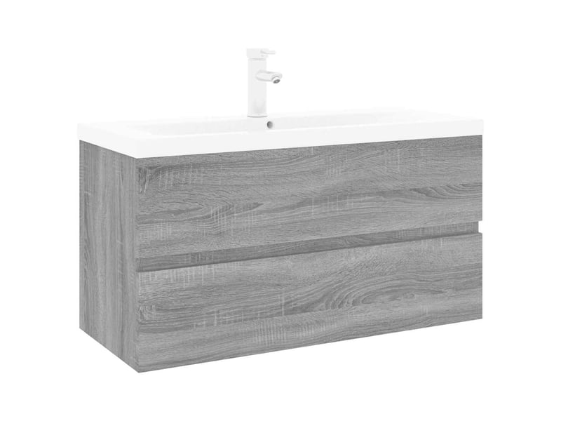  Meuble de lavabo avec bassin intégré sonoma gris bois d'ingénierie shl6499  - Conforama A