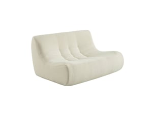 Canapé droit compressé fixe   2 places Tissu bouclette blanc