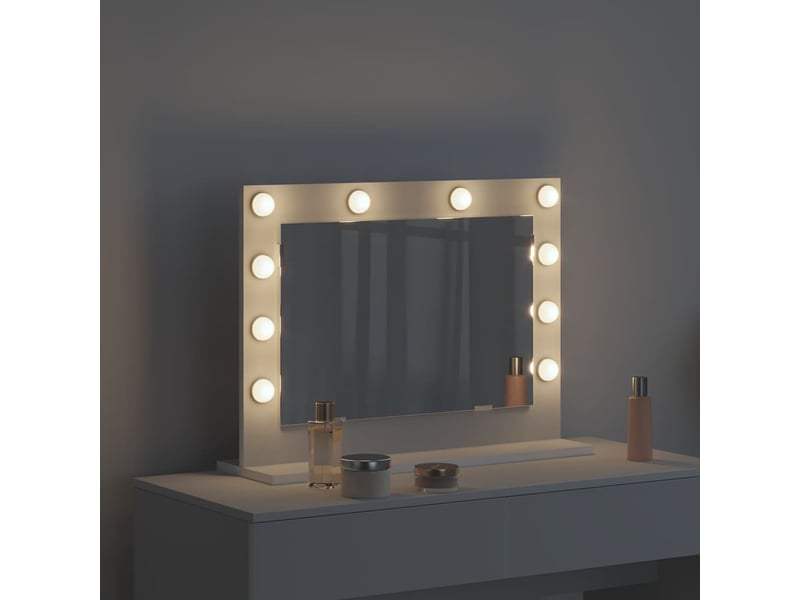  Miroir de vanité, miroir de coiffeuse blanc 60 x 45 x 18 cm verre et bois composite cf62737  - Conforama C