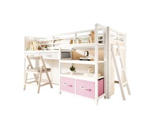 Lit mezzanine 90x200 cm MAISENTIEL   coloris blanc