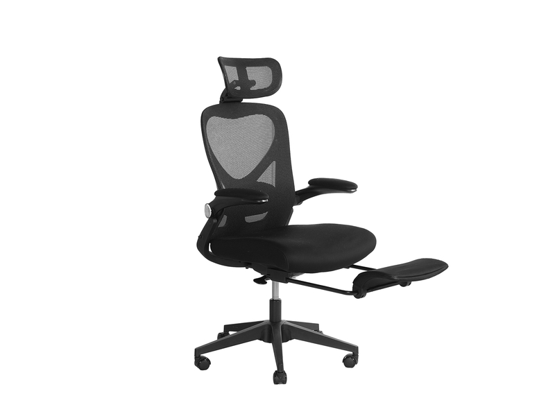  Chaise de bureau ergonomique pliante avec appui-tête 3d - lpospi - dossier inclinable, maille et mousse - noir  - Conforama B