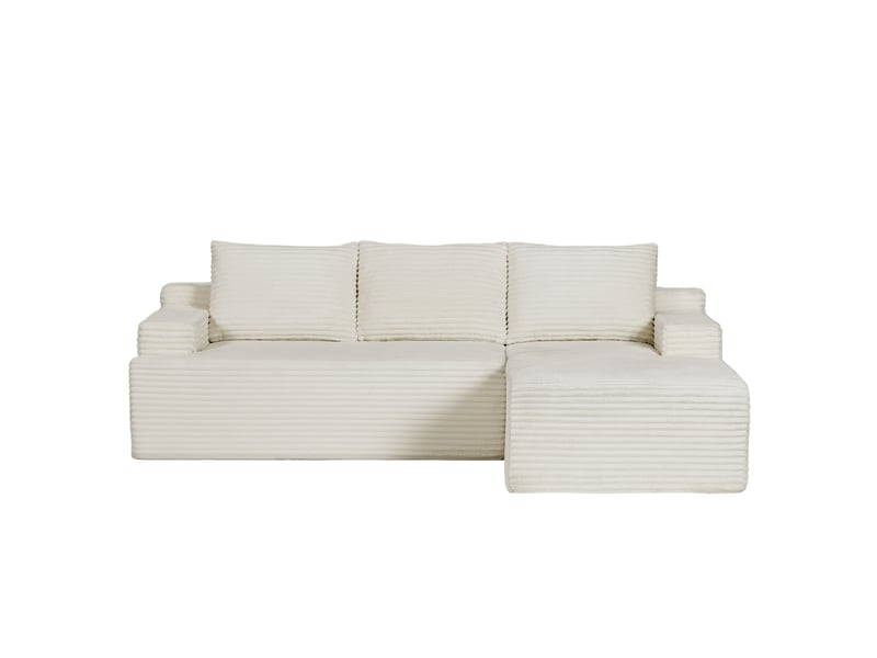  Canapé d'angle en velours côtelé 3 places, sans montage, modulaire, assise profonde, confort moelleux, design nuage  - Conforama A