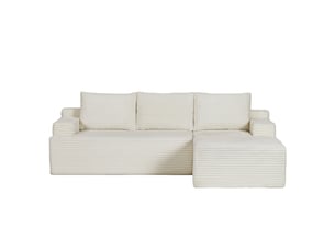 Canapé d'angle en velours côtelé 3 places, sans montage, modulaire, assise profonde, confort moelleux, design nuage