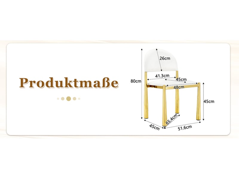 Lot de 2 chaises de salle à manger blanches avec dossier semi-circulaire, revêtement en polyuréthane, pieds en métal - Conforama D