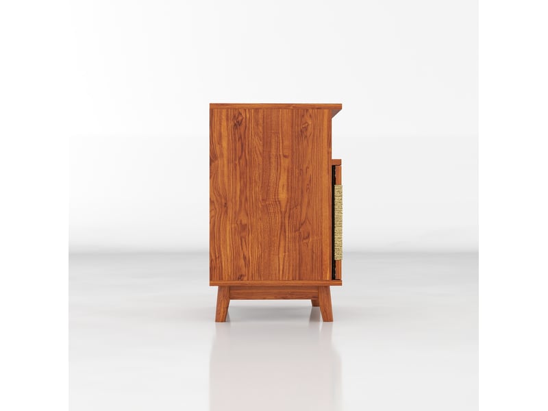  Lot de 2 tables de chevet boho 48x35x58 cm avec porte, marron  - Conforama R
