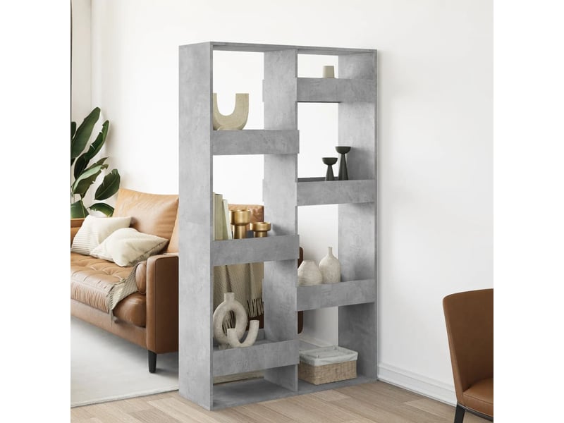  Cloison bibliothèque, meuble de rangement gris béton 100x33x175cm bois d'ingénierie  - Conforama B