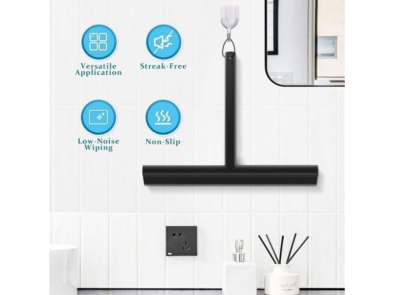  Enowelir raclette de douche avec noyau en acier inoxydable et support silicone pour salle de bain fenêtre et voiture noir  - Conforama B