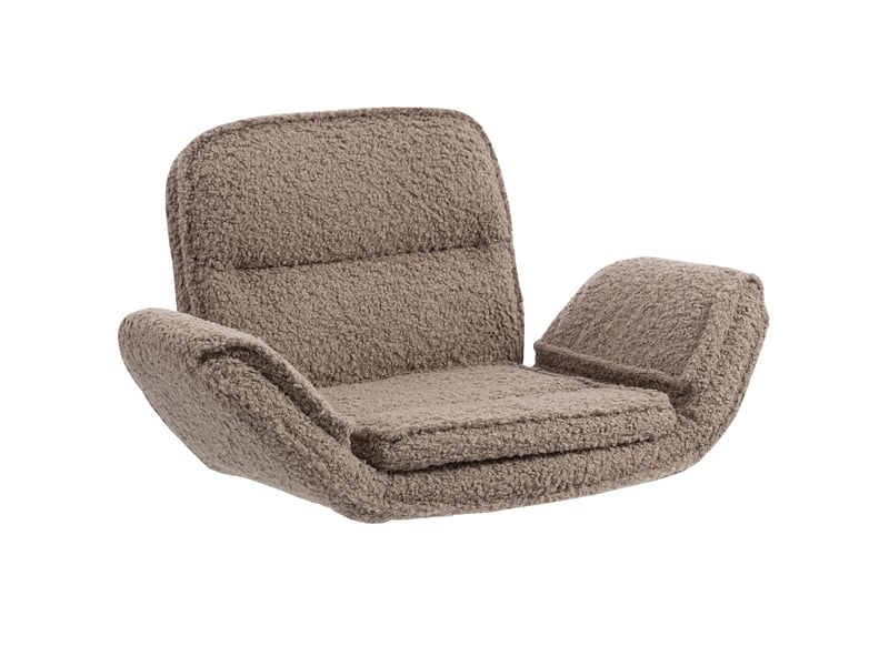  Chaise de bureau pivotante réglable en hauteur avec accoudoirs rabattables, revêtement en teddy marron  - Conforama E