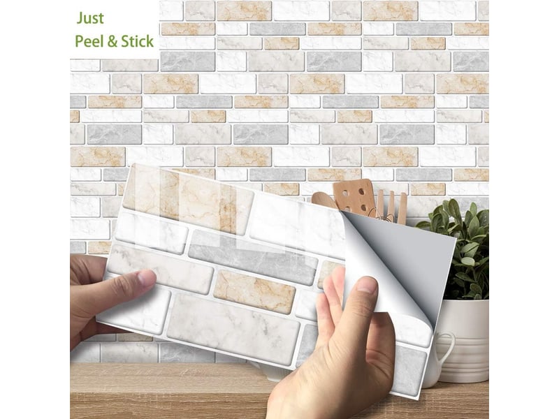  Autocollant effet carrelage mural pour décoration intérieure salon, cuisine 24pcs  - Conforama D
