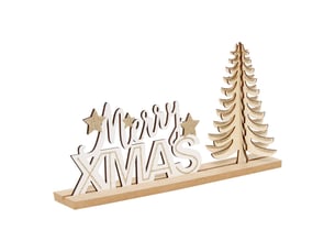 Mot décoratif de noël en bois motif sapin l. 30 cm
