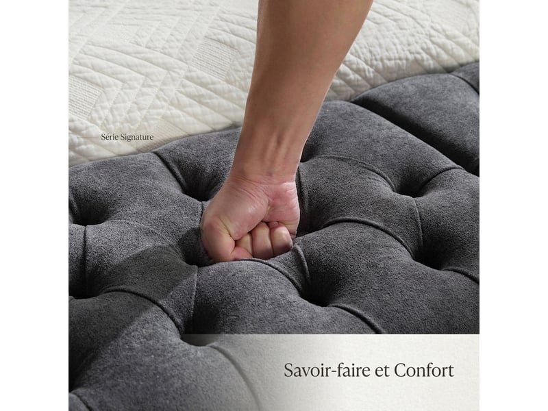  Banc de rangement anthracite 156 cm avec coffre et accoudoirs enroulés, bout de lit  - Conforama D