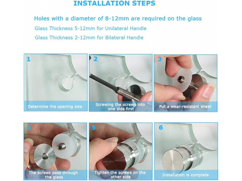  Poignées de porte, poignée chromée en alliage d'aluminium pour porte de douche en verre pour la maison  - Conforama D