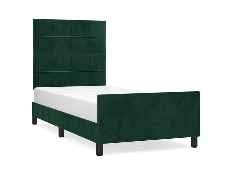  Lit simple- lit adulte -  cadre de lit sans matelas vert foncé 100x200 cm velours  - Conforama A