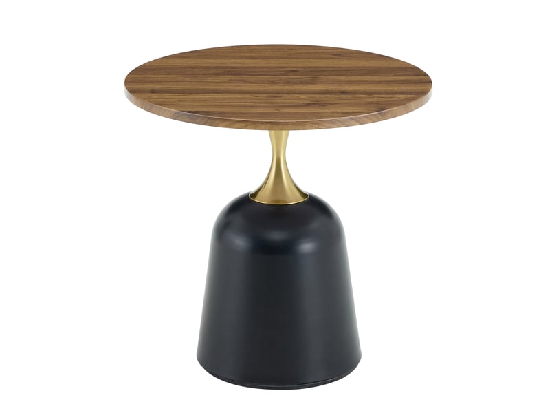  Table d’appoint ronde 60x60x58 cm style nordique avec piètement en métal noyer et noir  - Conforama A