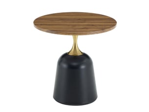 Table d’appoint ronde 60x60x58 cm style nordique avec piètement en métal noyer et noir