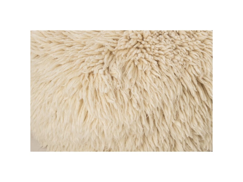  Pouf poils longs en laine olivier 60cm écru  - Conforama B