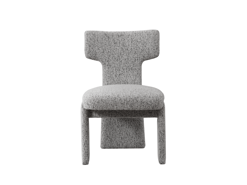Lot de 2 chaises de salle à manger en chenille blanc et noir avec pieds en bois d'hévéa - Conforama A