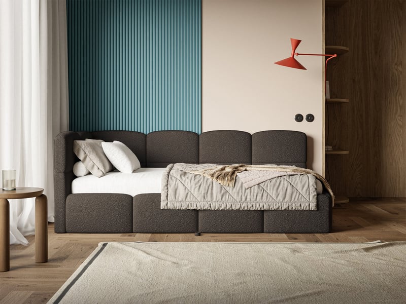  Selsey cloudy - lit rembourré - 170x185 cm - bouclé marron - côté gauche Cloudy - Conforama B