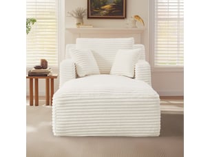 Méridienne canapé salon moderne en tissu côtelé couleur crème confortable et élégant