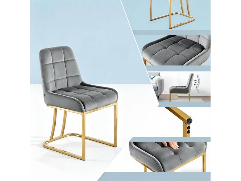  Lot de 2 chaises de salle à manger 52.5x42.5x84cm, gris foncé, métal, ergonomiques  - Conforama D
