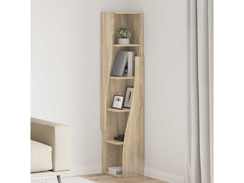  Meuble d'angle, meuble de rangement salon 27,5x27x140cm bois d'ingénierie chêne sonoma  - Conforama B