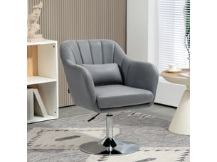 Fauteuil de salon coussins lombaires hauteur réglable pivotant 360° piètement en métal gris foncé