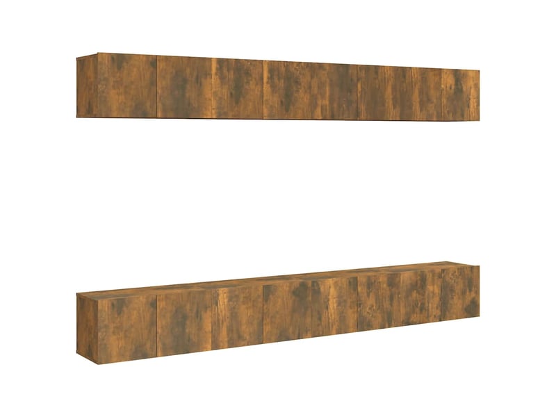  Lot de 8 meuble tv bas salon chêne fumé 60x30x30 cm bois d'ingénierie  - Conforama A