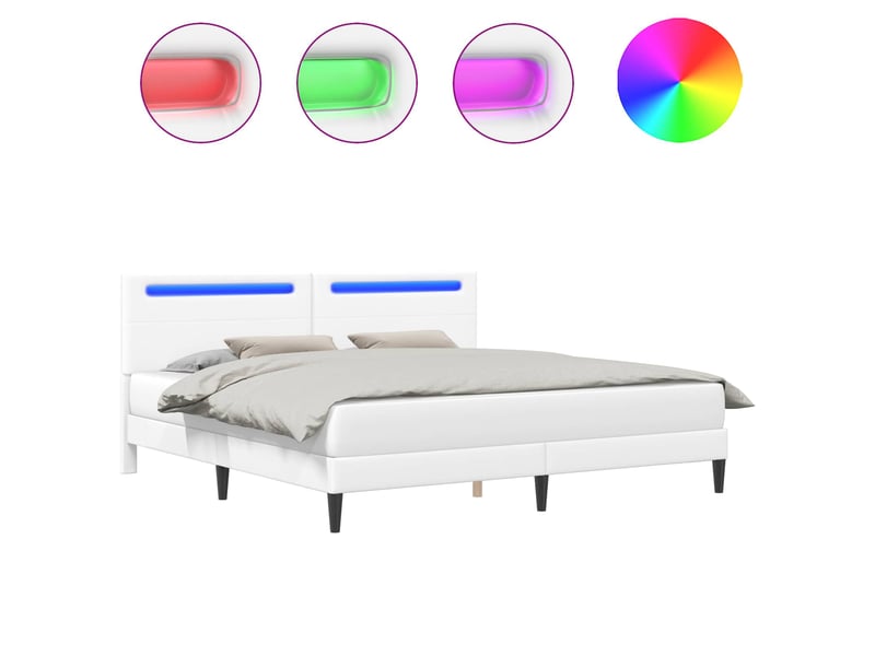  Lit double- lit adulte -  cadre de lit avec bandes led blanc 200 x 200 cm simili cuir  - Conforama A