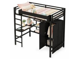 Lit mezzanine 90x200 cm ULQENI   coloris noir