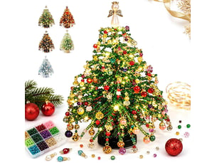 Kit diy sapin de noël en perles avec cadre métallique, décoration de table 3d avec perles cristal, loisirs créatifs, sapin de noël
