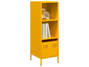 Buffet haut - bahut - meuble de rangement jaune moutarde 35x39x103,5 cm acier
