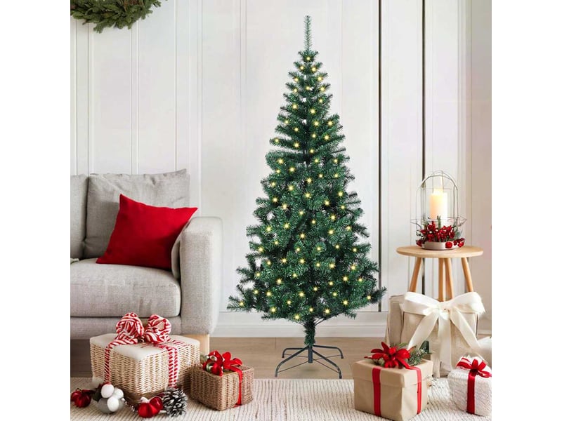  Sapin de noël artificiel, arbre de noël pré-éclairé vert 150 cm pvc et métal shl7320  - Conforama B