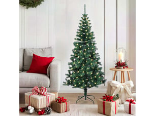 Sapin de noël artificiel, arbre de noël pré-éclairé vert 150 cm pvc et métal shl7320