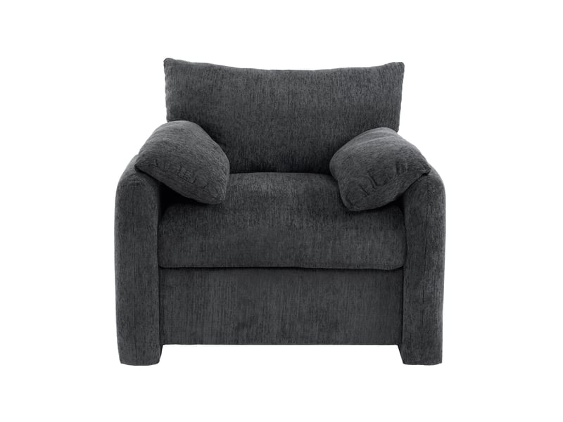  Fauteuil tcqpz moderne en chenille gris 96 x 82 x 84 cm avec accoudoirs rembourres  - Conforama A