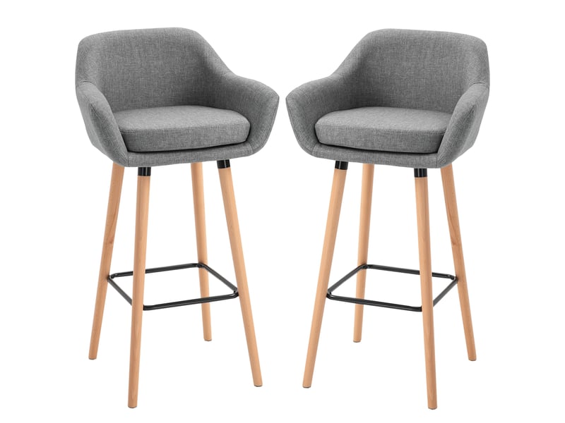  Tabourets de bar design scandinave - lot de 2 tabourets de bar grand confort avec repose-pieds gris foncé  - Conforama B