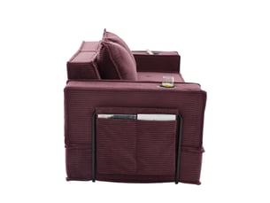 Canapé droit fixe <strong></strong> <strong></strong> 2 places Velours côtelé rouge avec coffre de rangement