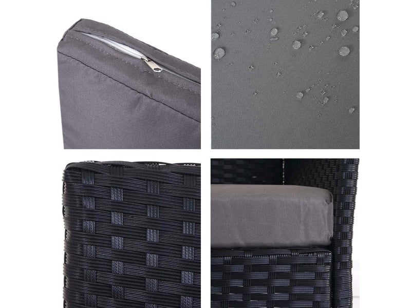  Banc de jardin banquette en polyrotin anthracite chiné avec coussin gris mdj04133  - Conforama C