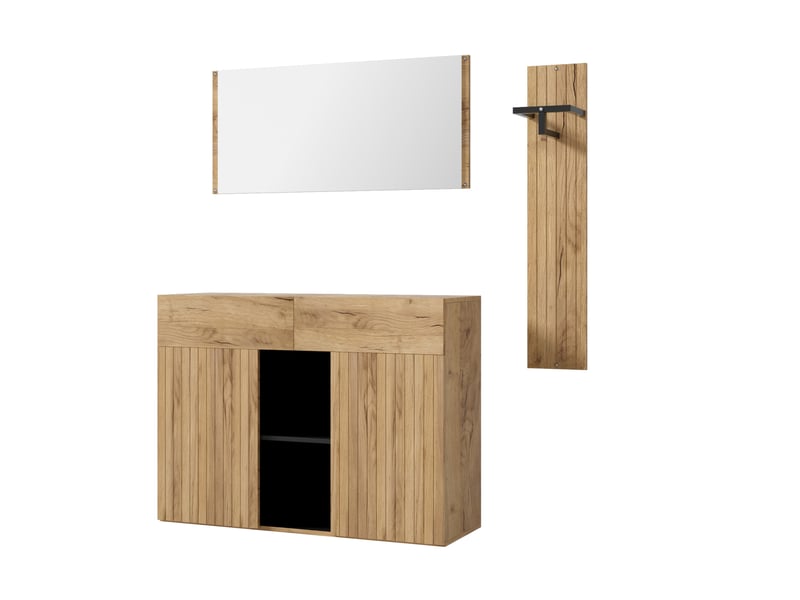  Ensemble d'entrée avec miroir, penderie et meuble à chaussures 125x35x178 cm  - Conforama E